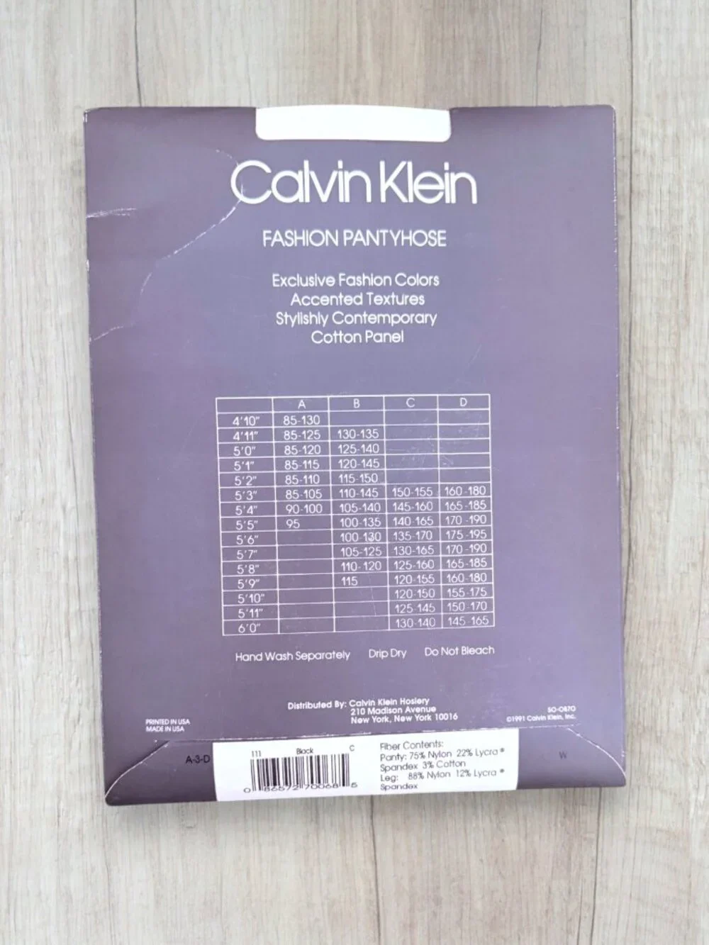 Vintage 1991 Calvin Klein Ultra Sheer Backseam Sexy Pantyhose Black Size C NOS